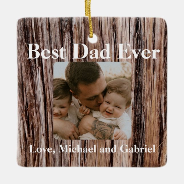 Rustic cedar bark, natural tree outdoors pattern  ceramic ornament (Front)