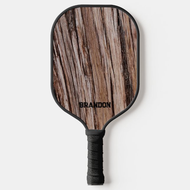 Rustic cedar bark nature tree outdoors pattern pickleball paddle (Front)
