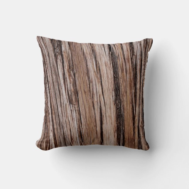 Rustic cedar bark nature tree outdoors pattern throw pillow (Front)