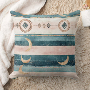 Rustic Celestial Stripe Moon Sun Earthy (10) Throw Pillow