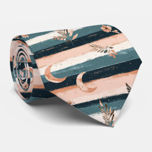 Rustic Celestial Stripe Moon Sun Earthy (2) Tie