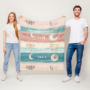 Rustic Celestial Stripe Moon Sun Earthy (4) Fleece Blanket