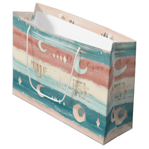 Rustic Celestial Stripe Moon Sun Earthy (4) Large Gift Bag
