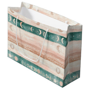 Rustic Celestial Stripe Moon Sun Earthy (7) Large Gift Bag