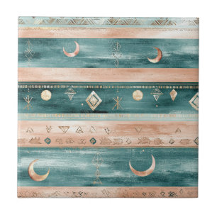 Rustic Celestial Stripe Moon Sun Earthy (9) Tile