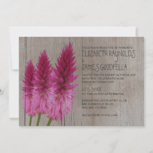 Rustic Celosia Wedding Invitations