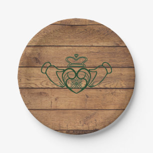 Rustic Celtic Claddagh Paper Plate