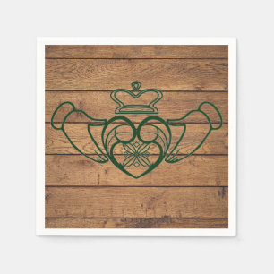 Rustic Celtic Claddagh Wood Texture Napkin