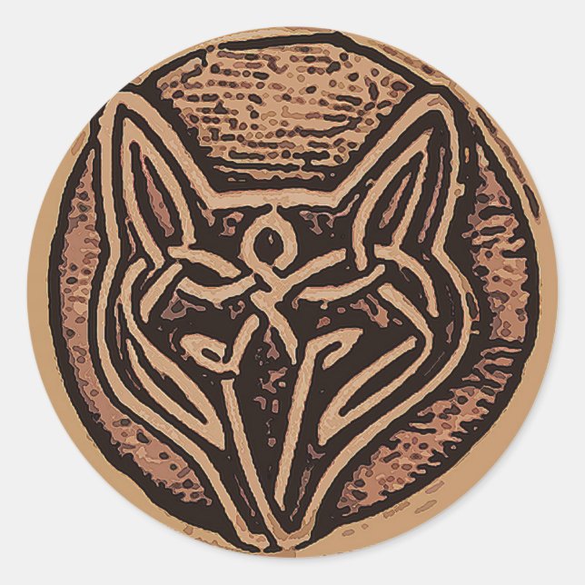 Rustic celtic fox design classic round sticker (Front)