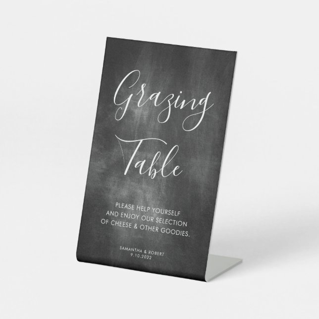 Rustic Chalk Board Script Grazing Table Wedding Pedestal Sign (Front)