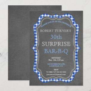 Rustic Chalk En vichy Surprise Invitation BBQ Anni