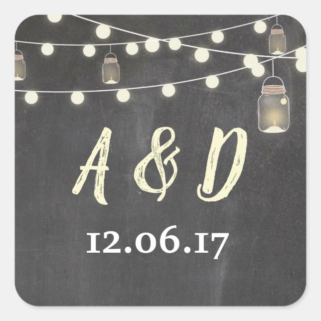 Rustic Chalk Floral Initials Light Fireflies Label (Front)