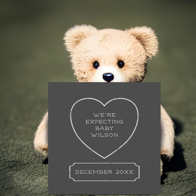 Rustic Chalk Heart Pregnancy Announcement Cards (Creator Uploaded)