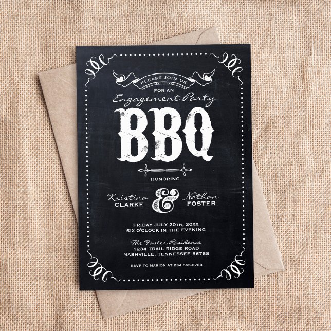 Rustic Chalkbaord Engagement Party BBQ Invitation (Creator Uploaded)