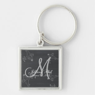 Rustic Chalkboard 3d Monogram Keychain