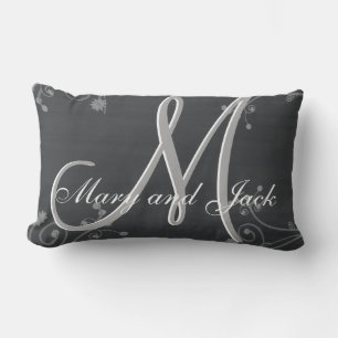 Rustic Chalkboard 3d Monogram Lumbar Pillow