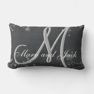 Rustic Chalkboard 3d Monogram Lumbar Pillow