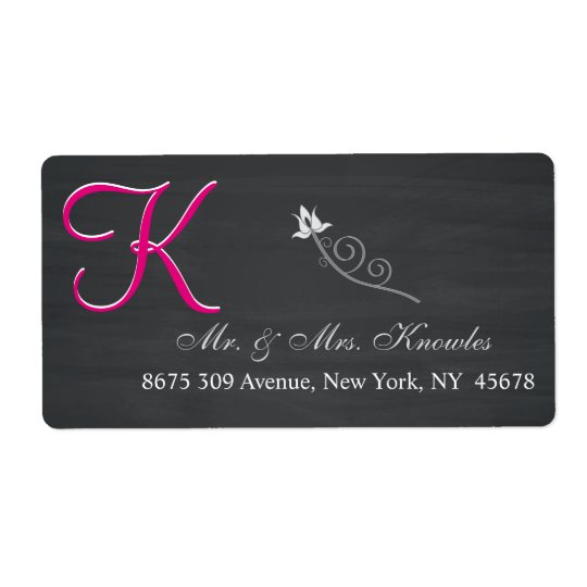 Rustic Chalkboard 3d Monogram Script Shipping Label