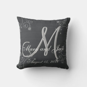 Rustic Chalkboard 3d Monogram Throw Pillow