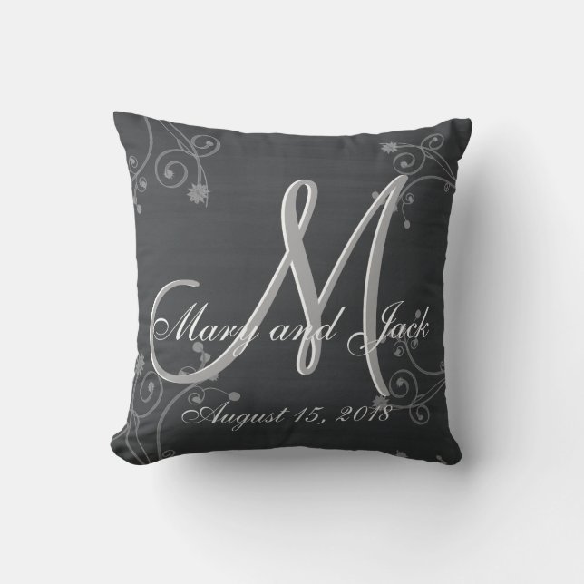 Rustic Chalkboard 3d Monogram Throw Pillow (Front)