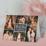 Rustic Chalkboard 6 Photo Collage Wedding Thank Yo Thank You Card<br><div class="desc">Modern, Rustic Chalkboard Hand Lettered Wedding Multi Photo Collage Thank You Folded Card. Stylish wedding thank you card template featuring six (6) photo on the front and one (1) photo inside. With the text "thank you" in a swirly hand lettered calligraphy script font in white on dark grey or black...</div>