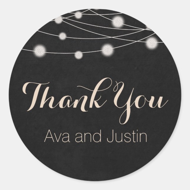Rustic Chalkboard and String Light Thank You Seal (Front)