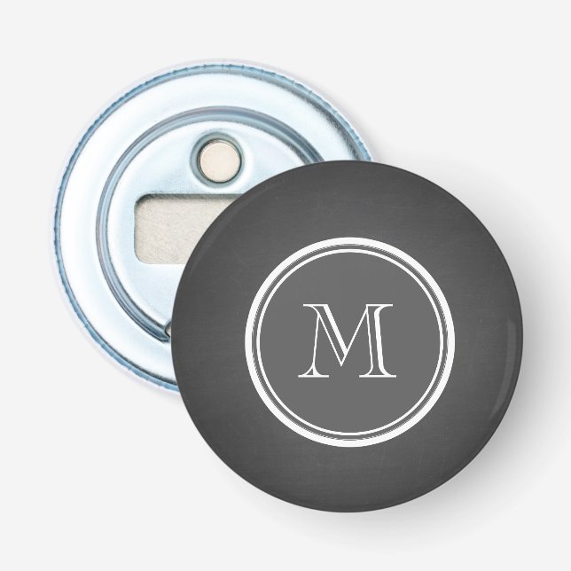 Rustic Chalkboard Background Monogram Bottle Opener (Front)