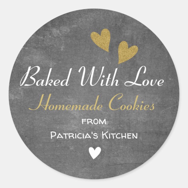 Rustic Chalkboard Baked With Love Homemade Cookies Classic Round Sticker (Front)