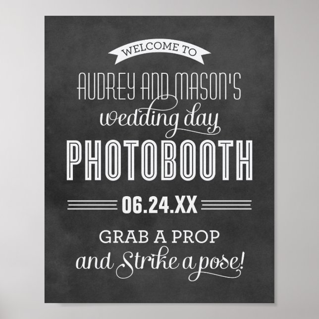 Rustic Chalkboard Banner Photo Booth Wedding Poster (Front)