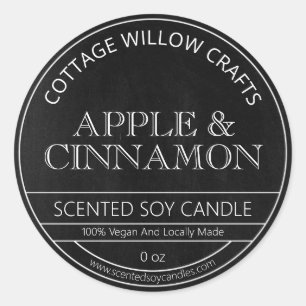 Rustic Chalkboard Black Soy Candle Labels