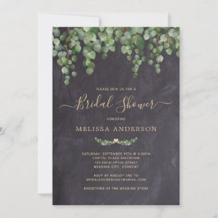 Rustic Chalkboard Botanical Greenery Bridal Shower Invitation