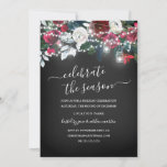 Rustic Chalkboard Burgundy Floral Christmas Invitation<br><div class="desc">More Pretty Rustic Christmas Invitations in the Little Bayleigh Store!</div>