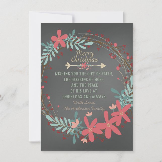 Rustic Chalkboard Christian Christmas Card (Front)