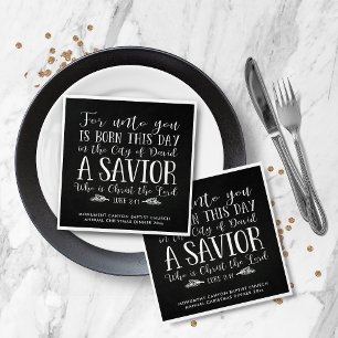 Rustic Chalkboard Christmas Verse Typography Napkin