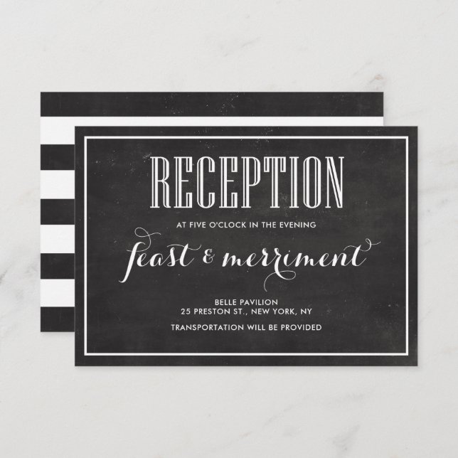 Rustic Chalkboard Eat Drink & be Married Reception Invitation (Front/Back)