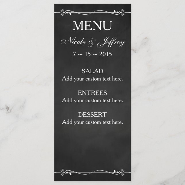 Rustic Chalkboard Eat Drink Be Married Wedding Menu (Front)