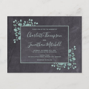 Rustic Chalkboard Eucalyptus Leaves Greenery Save Invitation Postcard