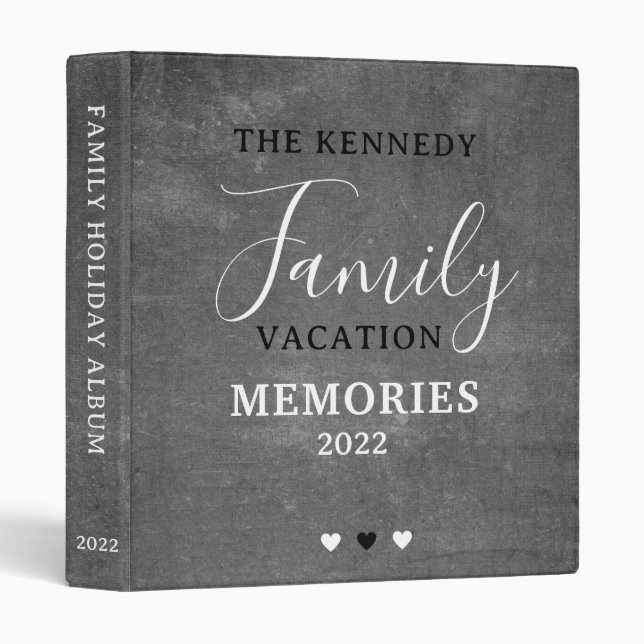 Rustic Chalkboard Family Vacation Keepsake Album Binder (Front/Spine)