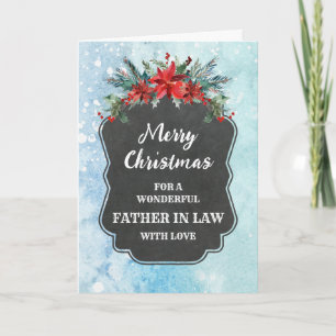 Rustic Chalkboard Father in Law Merry Christmas Card