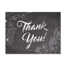 Rustic Chalkboard Floral Thank You Card