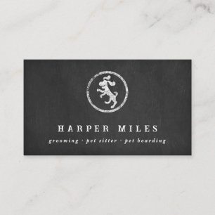 Rustic chalkboard happy dog logo business card
