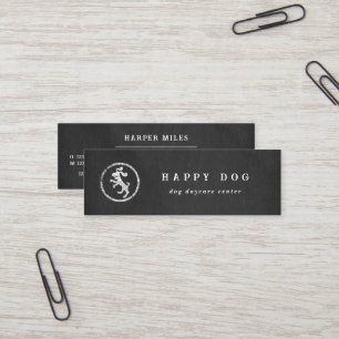 Rustic chalkboard happy dog logo mini business card
