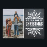 Rustic Chalkboard Holly Jolly Christmas Photo Card<br><div class="desc">Customizable rustic holiday photo card featuring chalkboard background and whimsical snowflakes. Similar items are available in my store.</div>