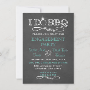 Rustic Chalkboard I DO BBQ Engagement Invitation