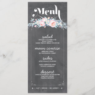 Rustic Chalkboard Inspired Wedding Menu Cards