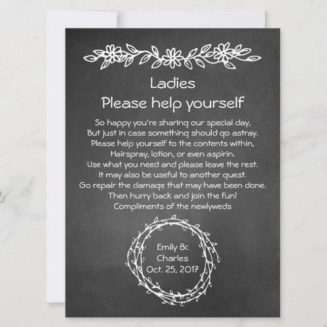 Rustic Chalkboard Look Wedding Basket Sign (Front)