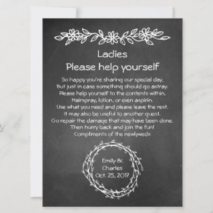 Rustic Chalkboard Look Wedding Basket Sign