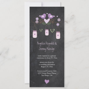 Rustic Chalkboard Love Birds Mason Jars Invitation