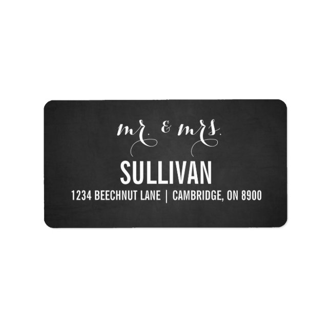 Rustic Chalkboard M. & Mme Étiquette de adresse de (Devant)