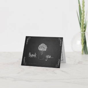 Rustic Chalkboard Mason Jar Floral Thank You Card